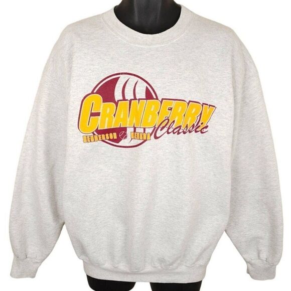 Vintage Baseball Sweatshirt Mens Size Large Gray Cranberry Classic Henderson - Picture 1 of 6